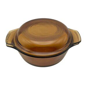 Vintage Anchor Hocking #472 Amber Brown Baking Casserole Dish W/ Lid USA Used